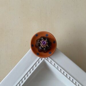 Chocolate Candy BonBon Mini Cake on Orange Dish Platter Decor - Fluted